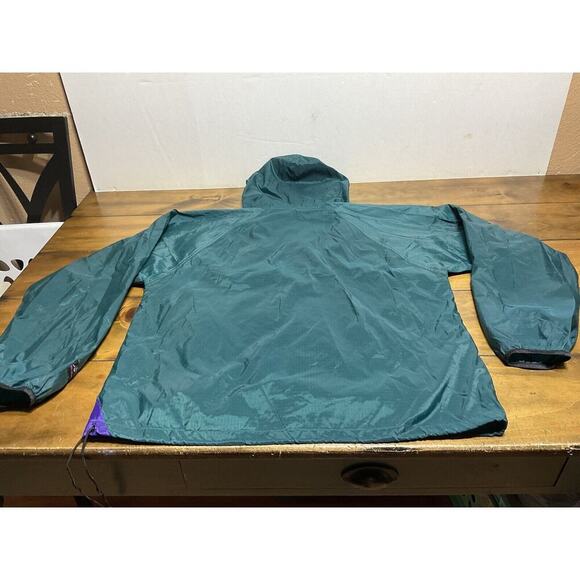 Helly Hansen Jacket Mens Small Green Rip Stop Hooded Rain Jacket Long Sleeve Zip - Picture 10 of 10